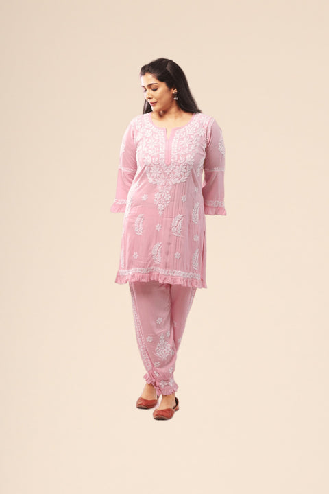 Firdaus Pink Modal Coord Set