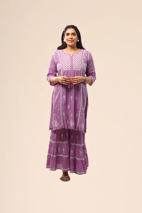 Ada Purple Cotton Gharara Set