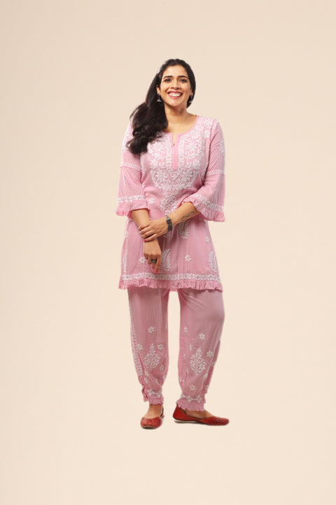 Firdaus Pink Modal Coord Set