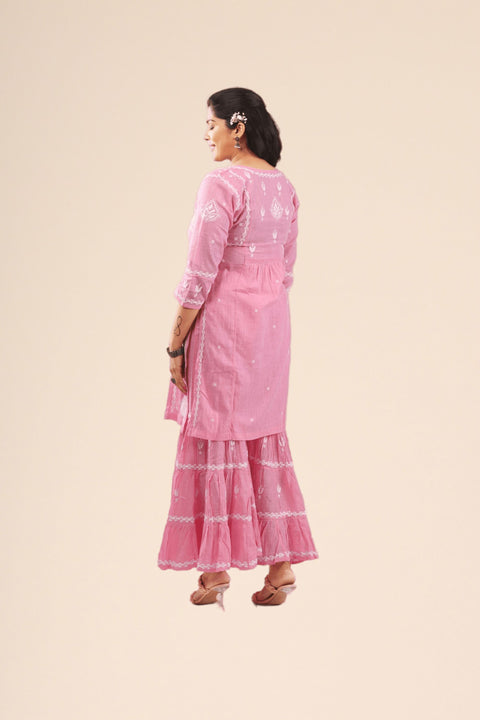 Ada Pink Cotton Gharara Set