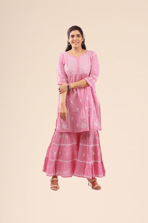 Ada Pink Cotton Gharara Set