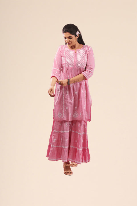 Ada Pink Cotton Gharara Set