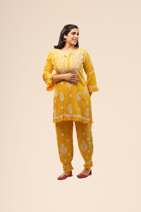 Firdaus Yellow Modal Coord Set