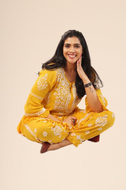 Firdaus Yellow Modal Coord Set