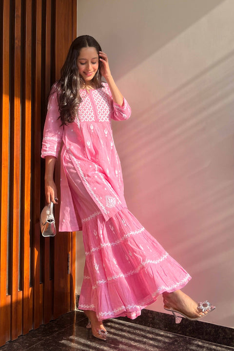 Ada Pink Cotton Gharara Set