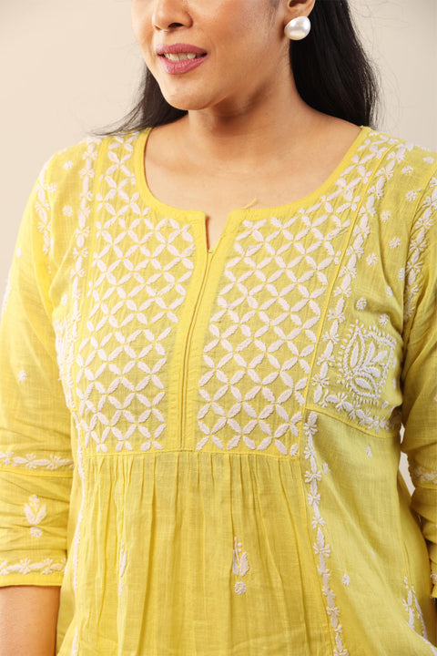 Ada Yellow Cotton Gharara Set