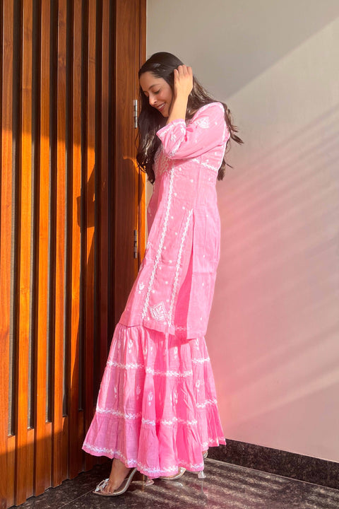 Ada Pink Cotton Gharara Set