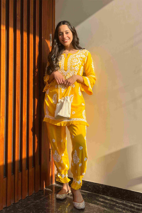 Firdaus Yellow Modal Coord Set