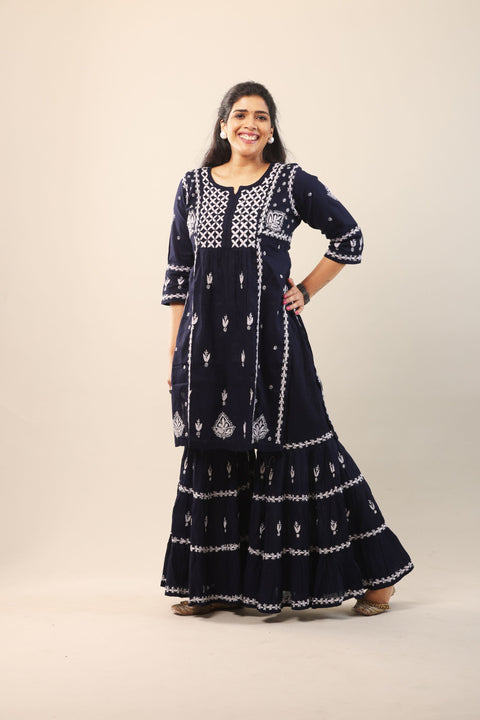 Ada Blue Cotton Gharara Set