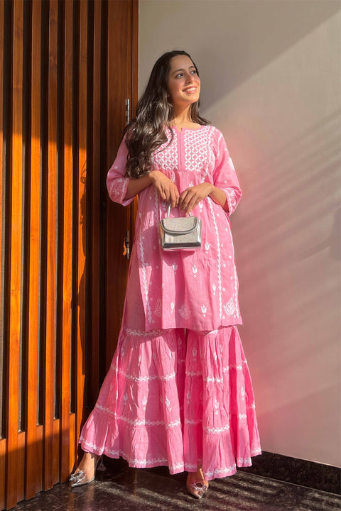 Ada Pink Cotton Gharara Set