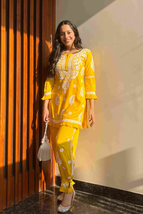 Firdaus Yellow Modal Coord Set