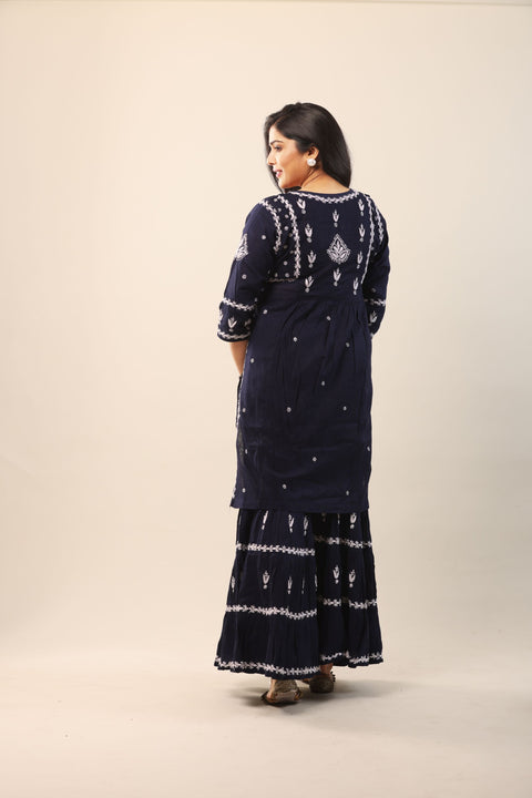 Ada Blue Cotton Gharara Set