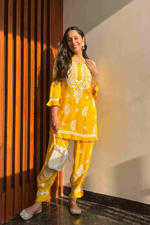 Firdaus Yellow Modal Coord Set