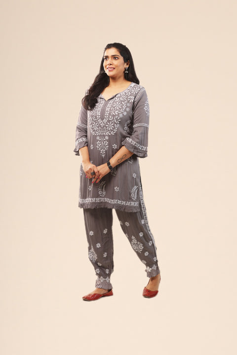 Firdaus Grey Modal Coord Set