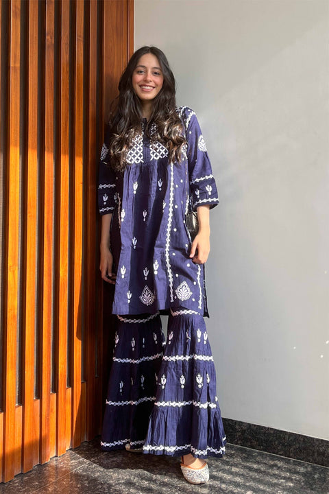 Ada Blue Cotton Gharara Set