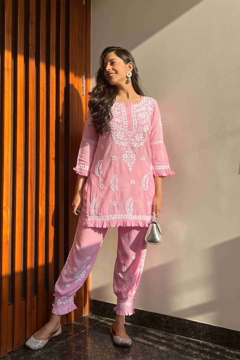 Firdaus Pink Modal Coord Set