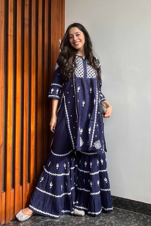 Ada Blue Cotton Gharara Set