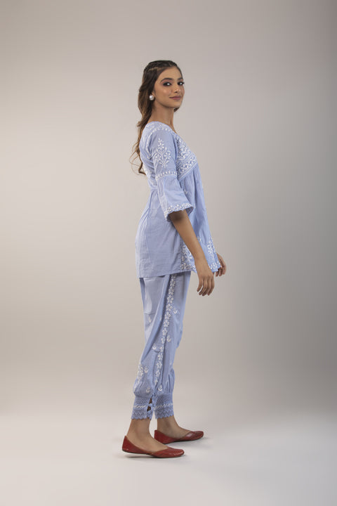 Heer Blue Cotton Co-ord Set