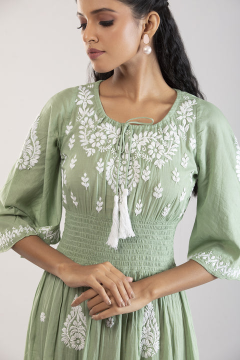 Aisha Green Cotton Dress