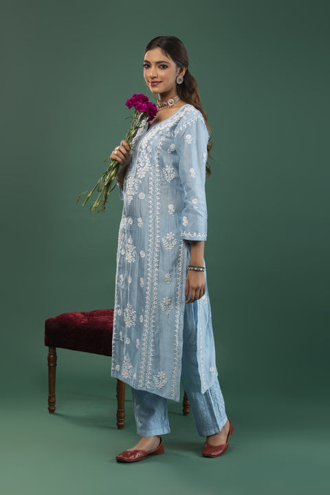 Amirah Blue Chanderi Kurta