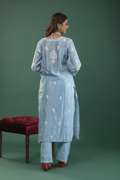 Amirah Blue Chanderi Kurta