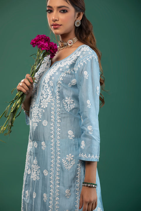 Amirah Blue Chanderi Kurta