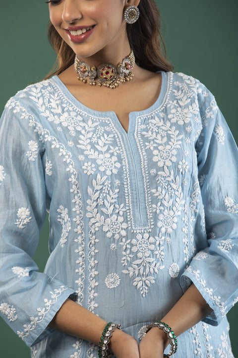 Amirah Blue Chanderi Kurta