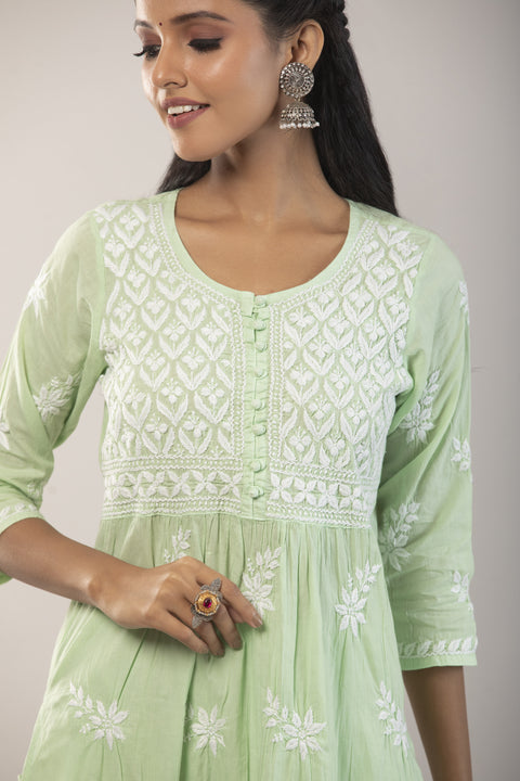 Noor Green Cotton Kurta Set Straight