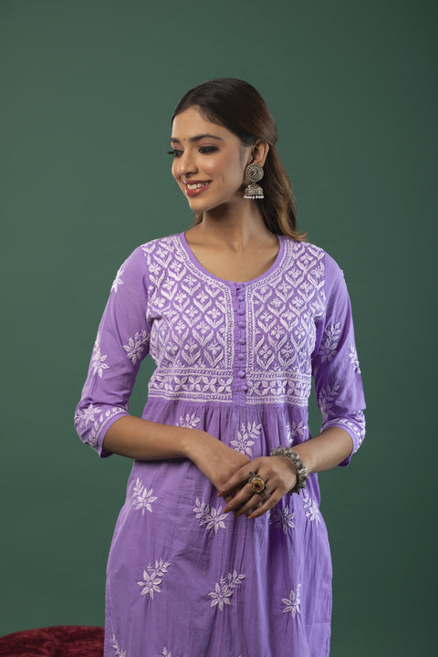 Noor Purple Cotton Kurta Set Straight