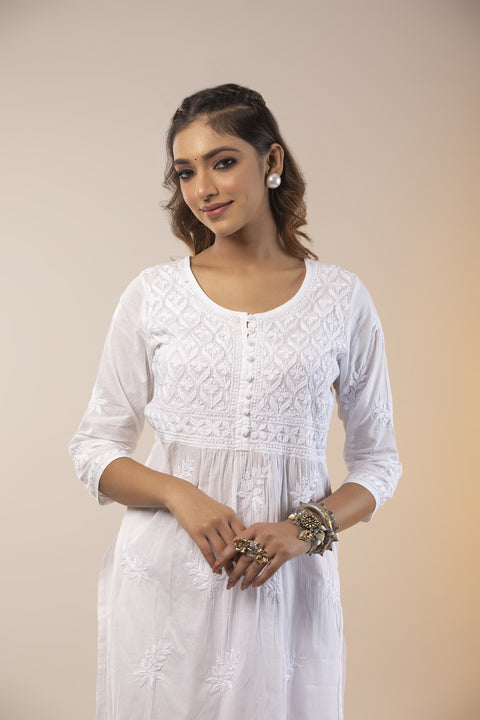 Noor White Cotton Kurta Set Straight